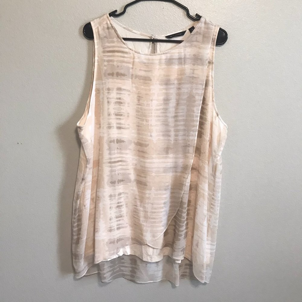 H BY HALSTON Pink Printed Layer Sleeveless Blouse Size XL